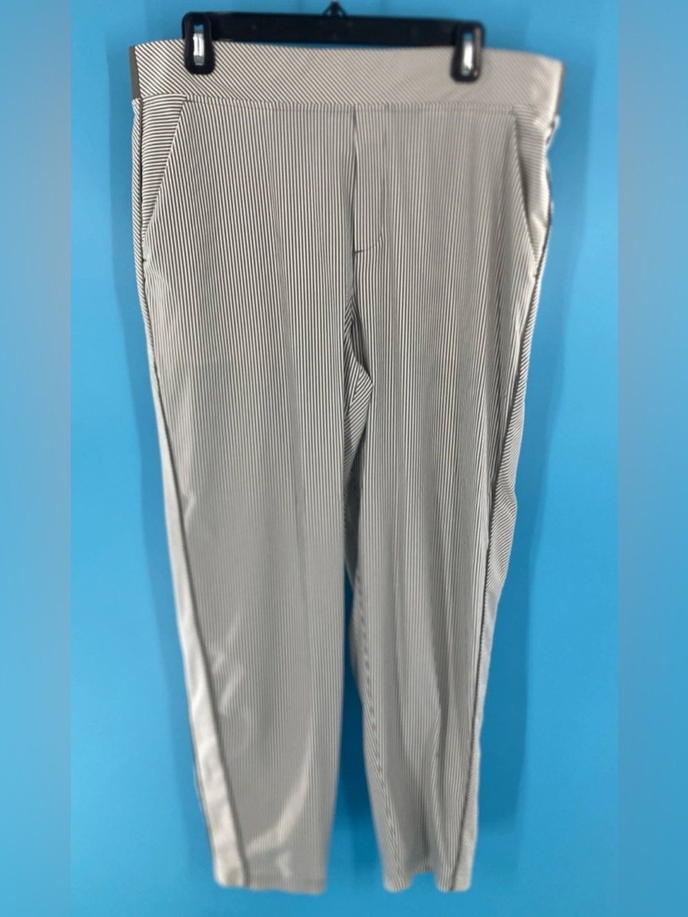 Athleta Brooklyn Ankle Pants Side Stripe Gray White Track Joggers Women’s Sz 10 - Picture 8 of 10